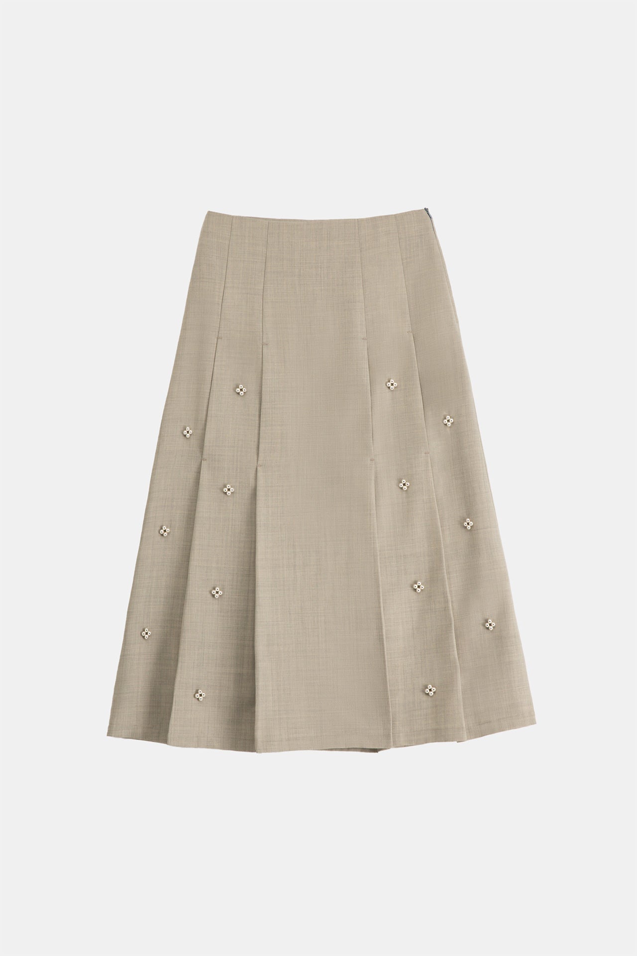 PLEATED SKIRT WITH BEADED EMBELLISHMENTS