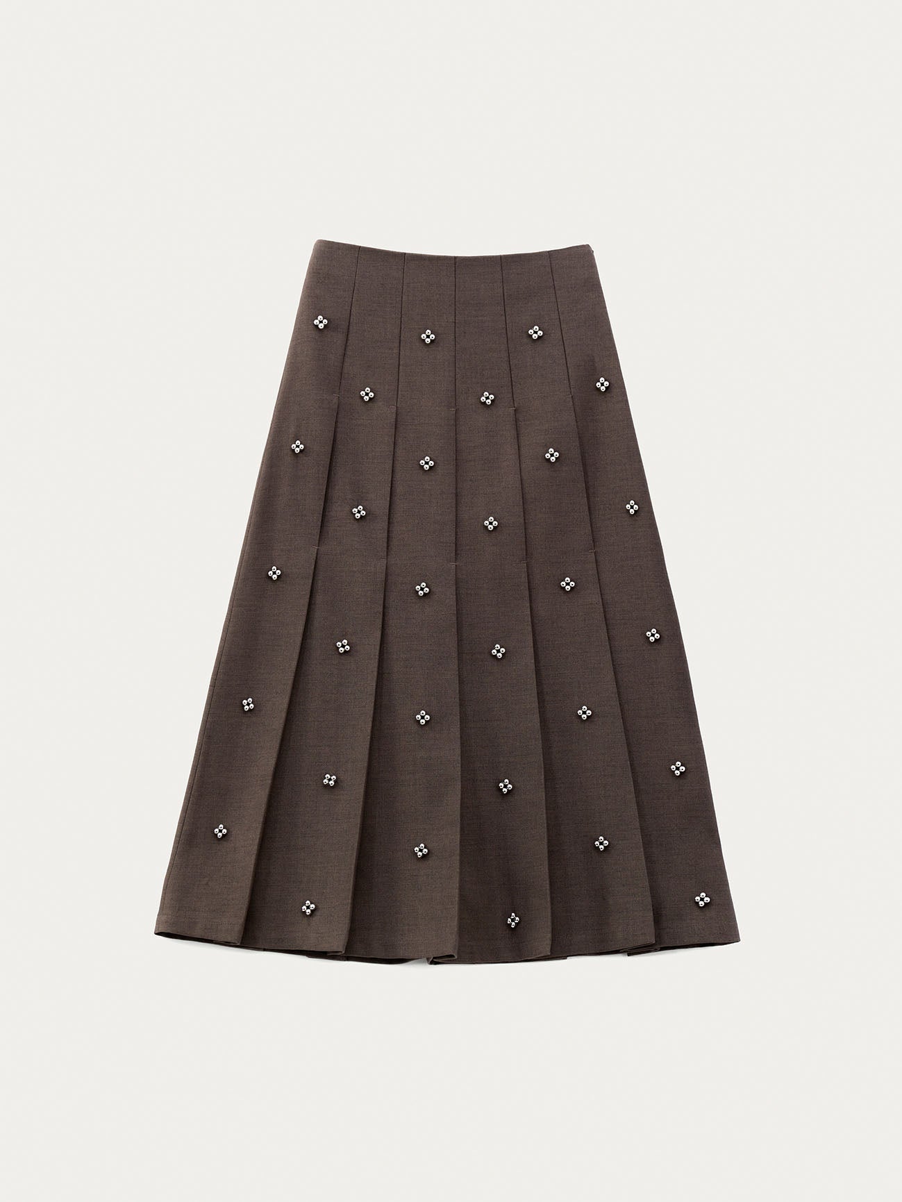 PLEATED SKIRT WITH BEADED EMBELLISHMENTS