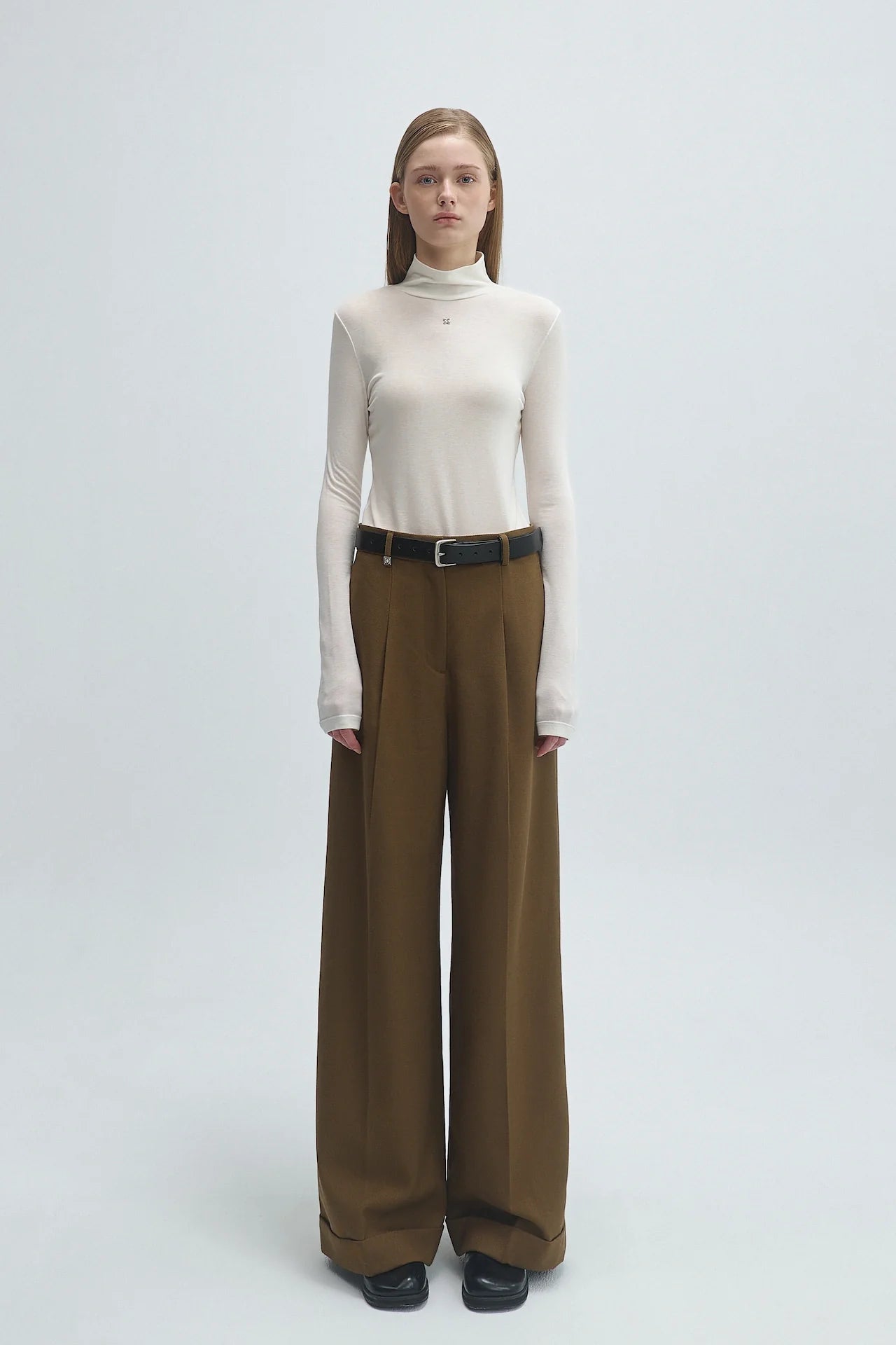 WOOL PLEATED TROUSERS