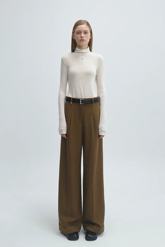 WOOL PLEATED TROUSERS