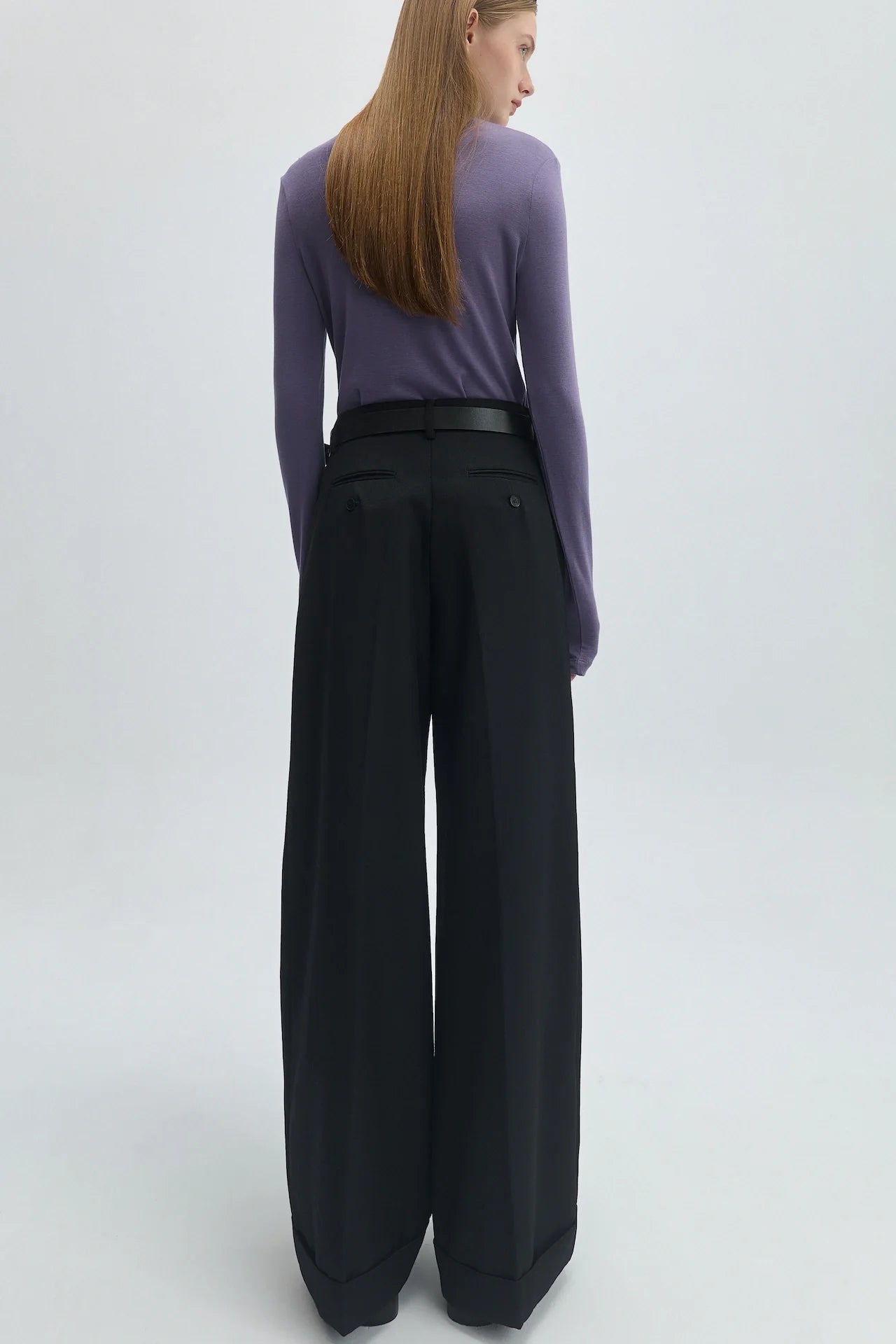 WOOL PLEATED TROUSERS