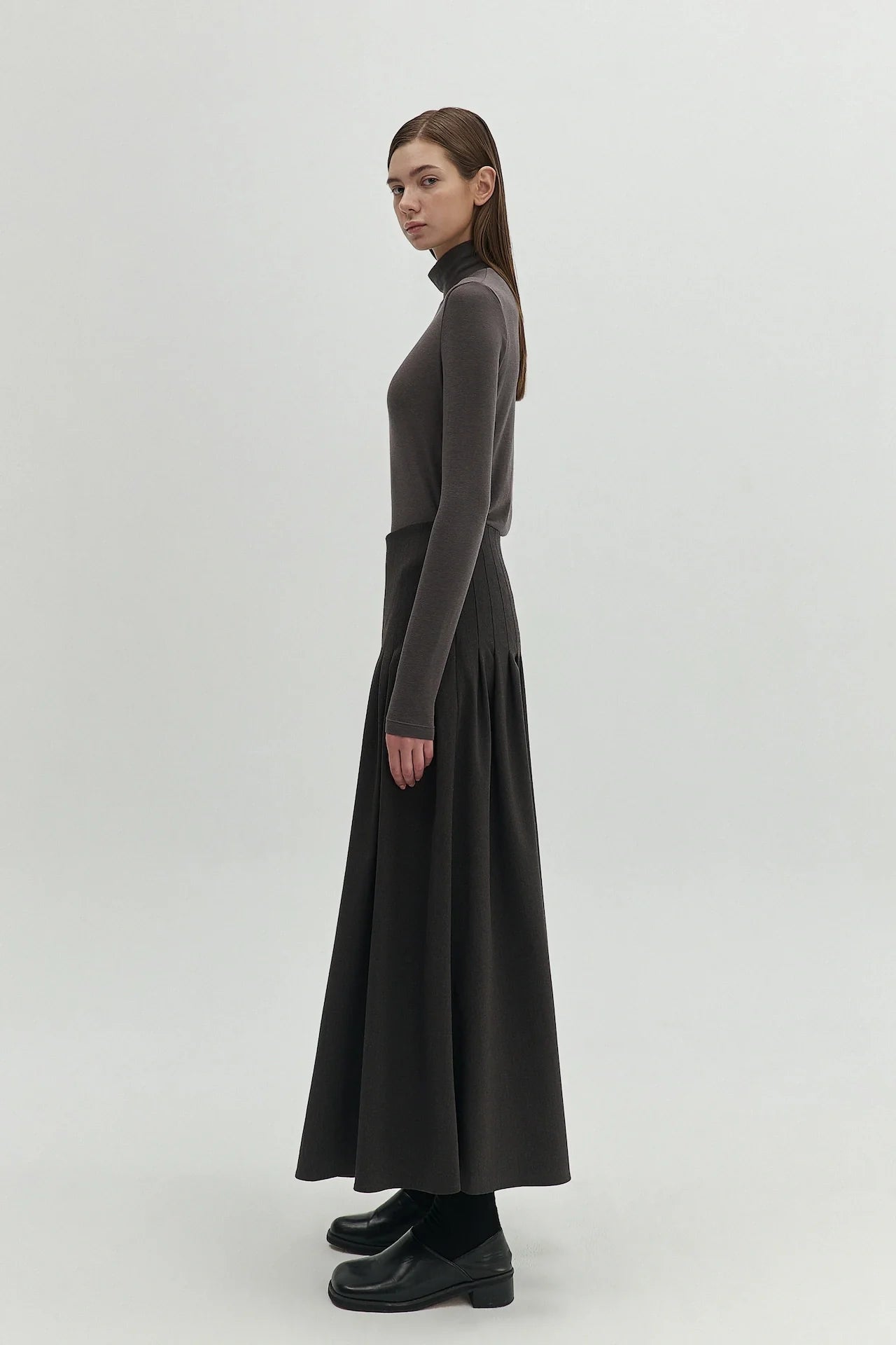 WOOL PLEATED SKIRT