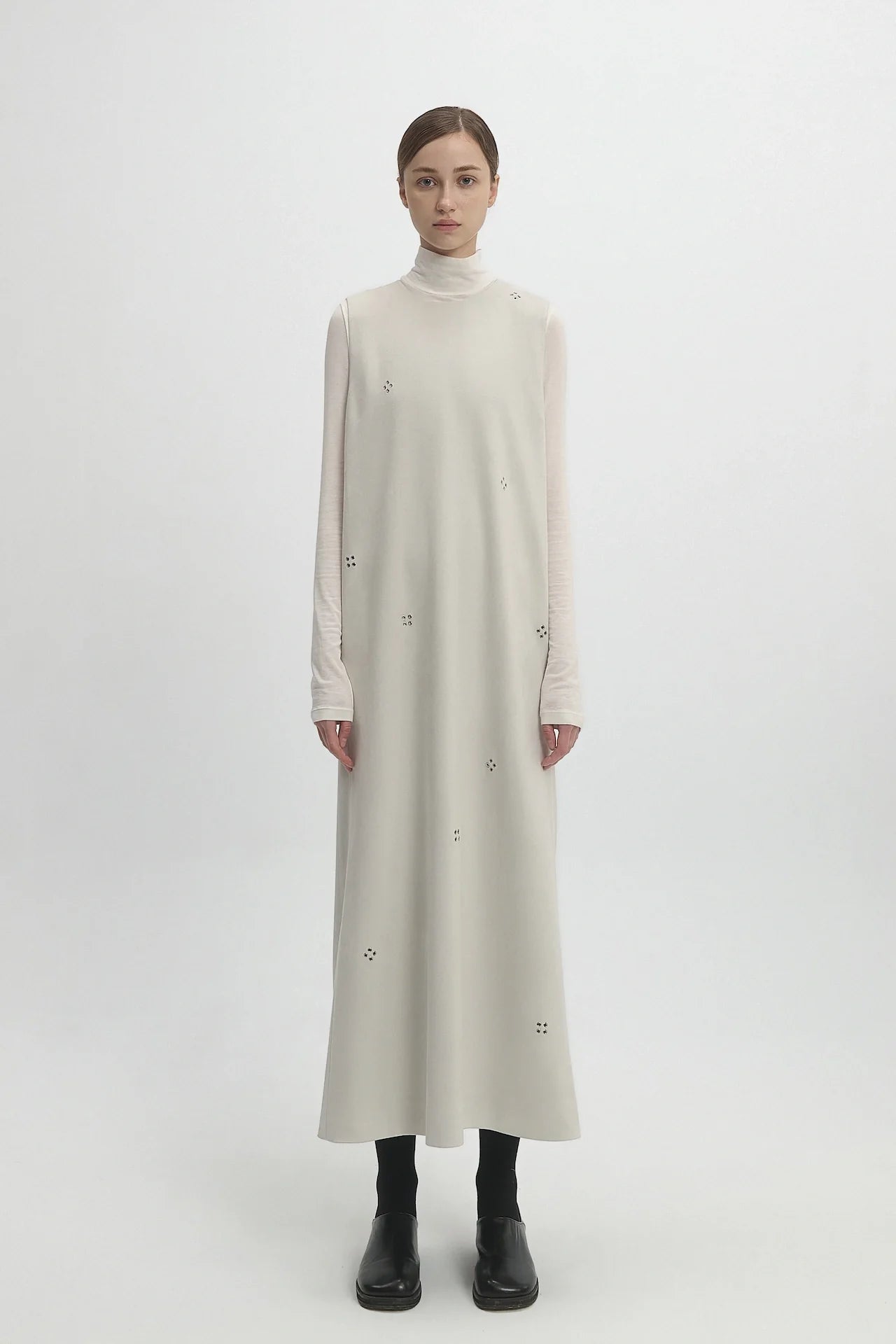 EYELET DETAIL DRESS