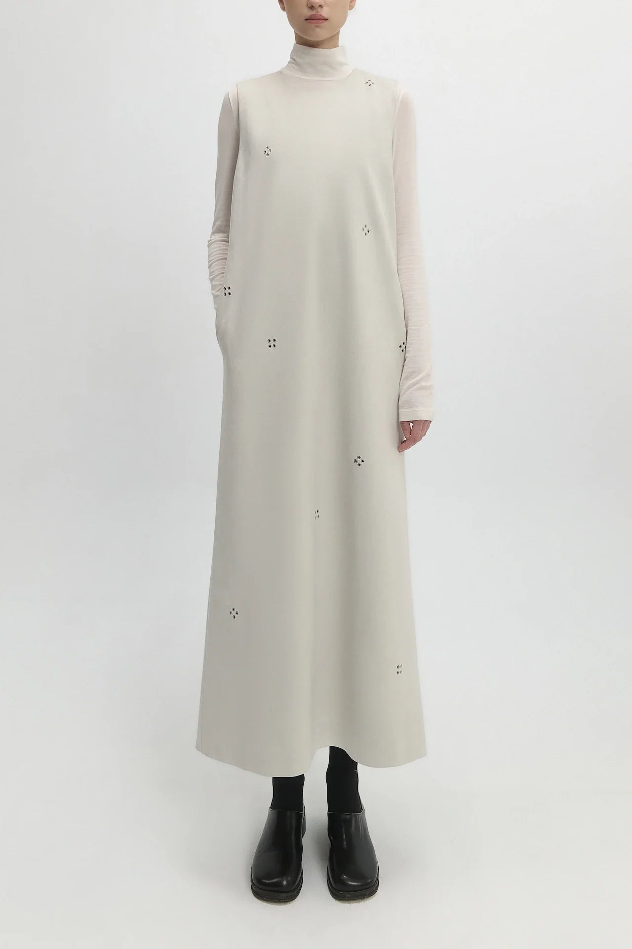 EYELET DETAIL DRESS