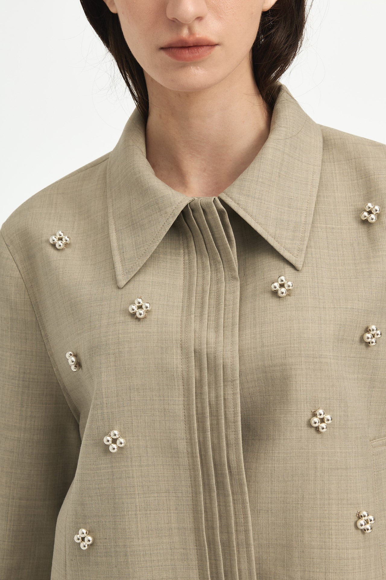 CROPPED JACKET WITH BEADED EMBELLISHMENTS