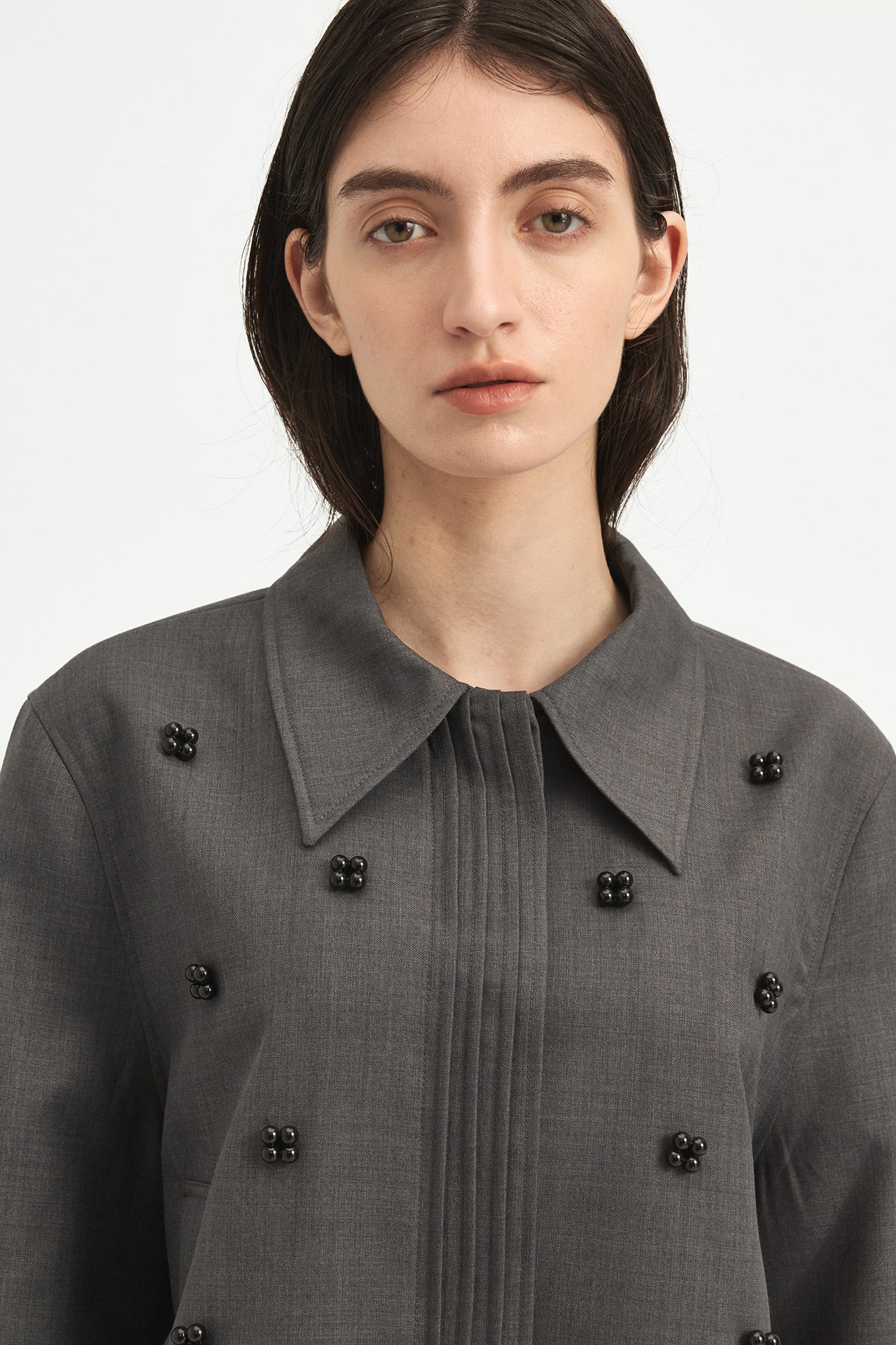 CROPPED JACKET WITH BEADED EMBELLISHMENTS