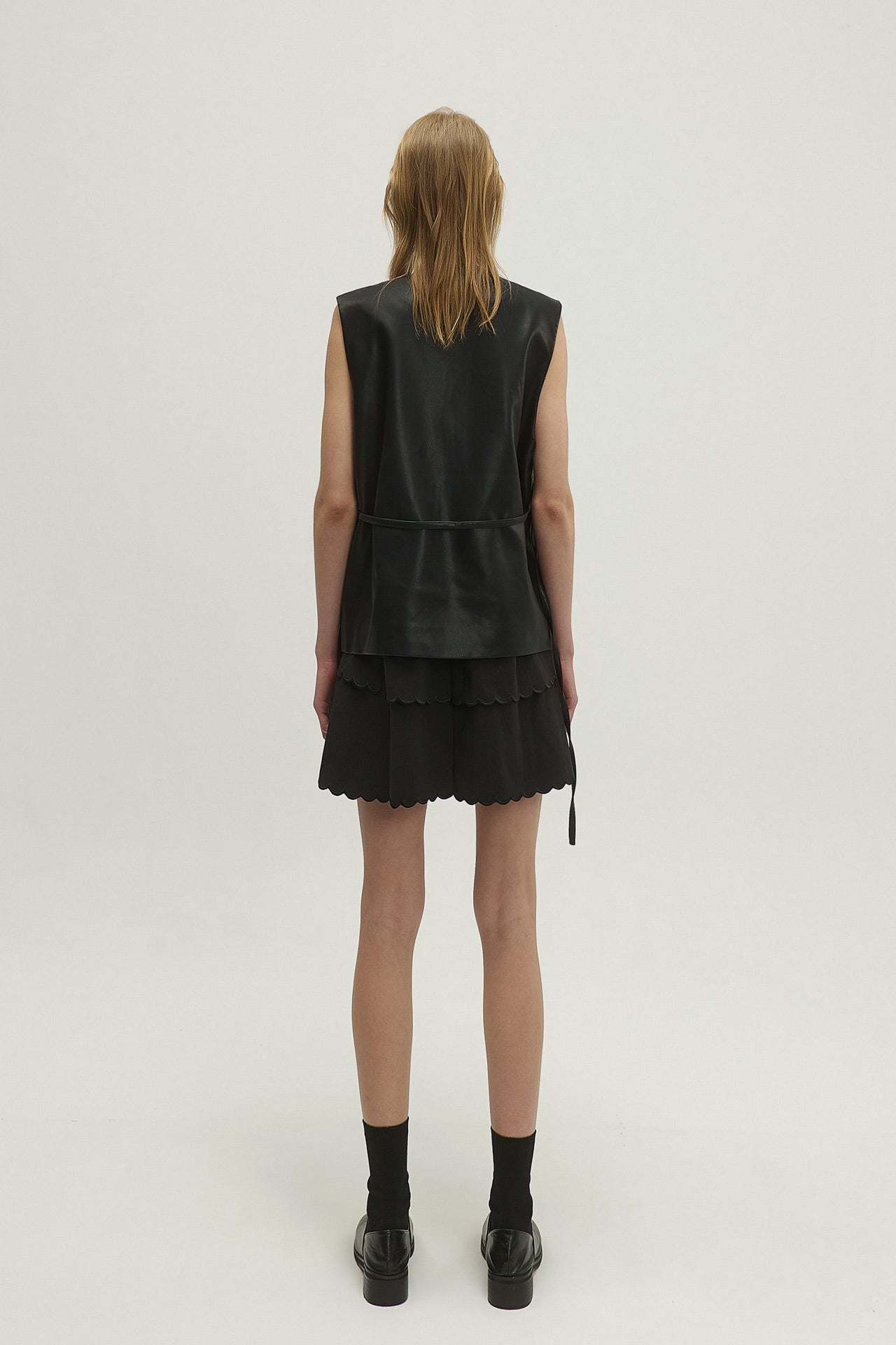 BEADED LEATHER VEST WITH BEADED EMBELLISHMENTS