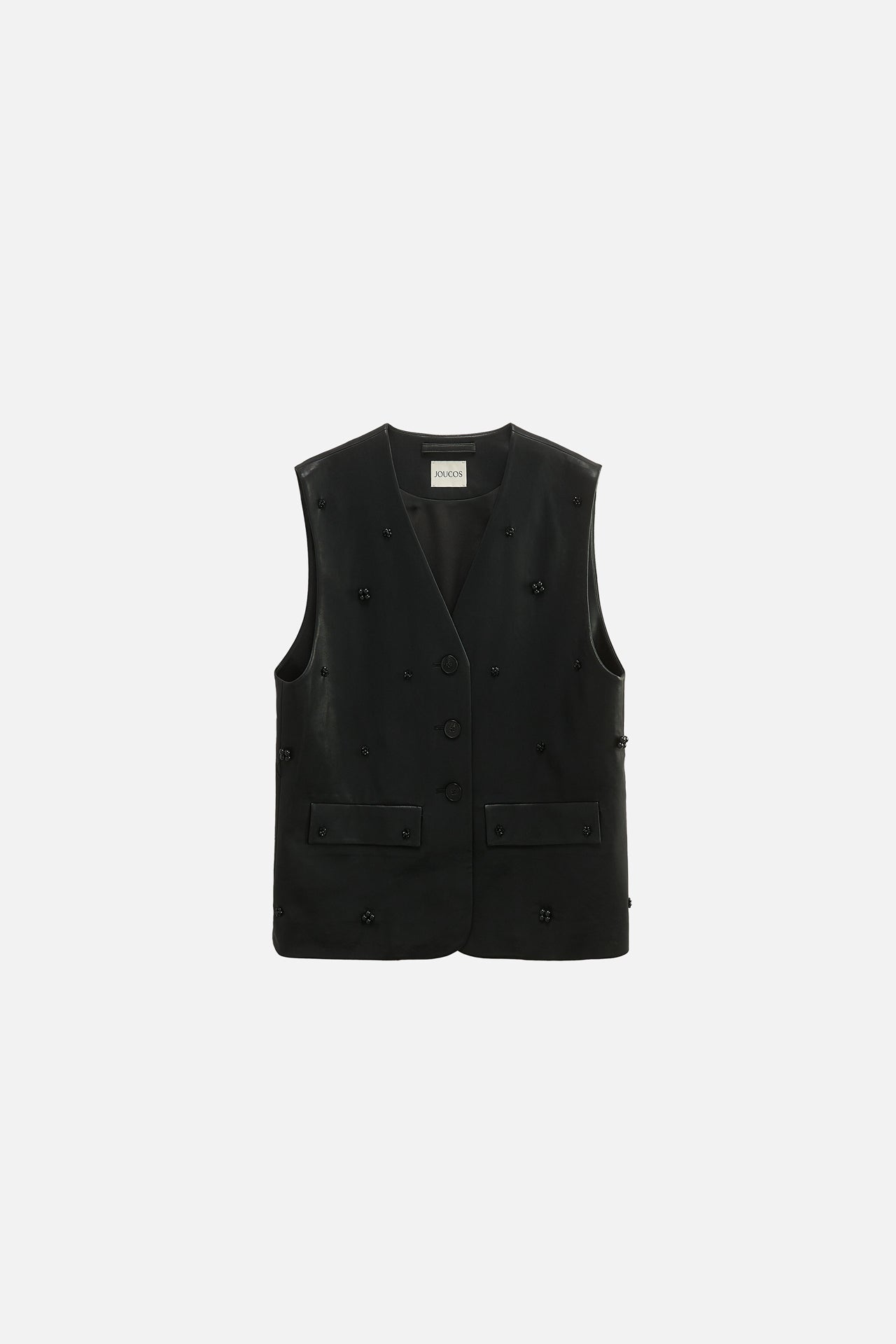 BEADED LEATHER VEST WITH BEADED EMBELLISHMENTS