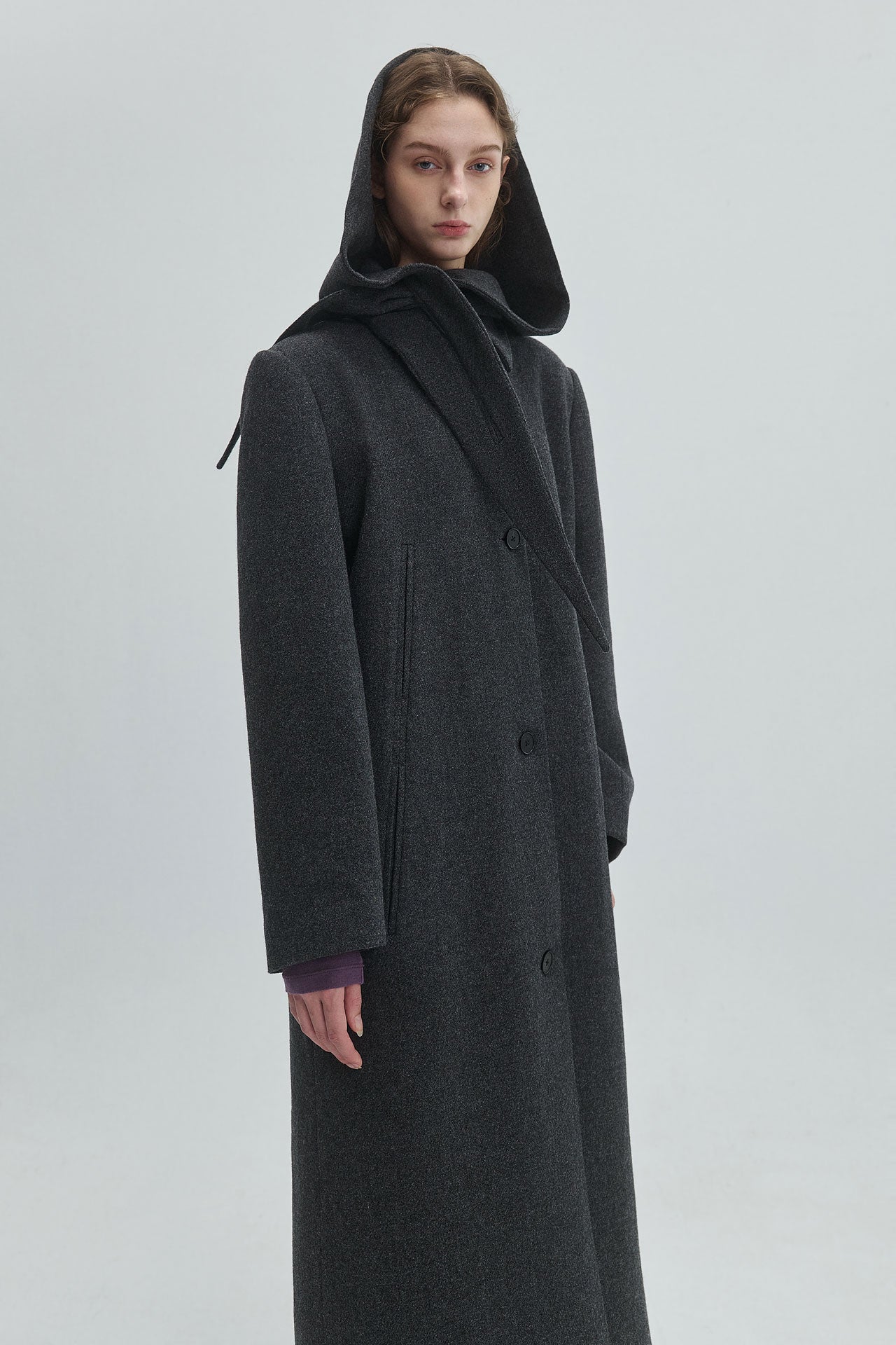 HOODED WOOL COAT