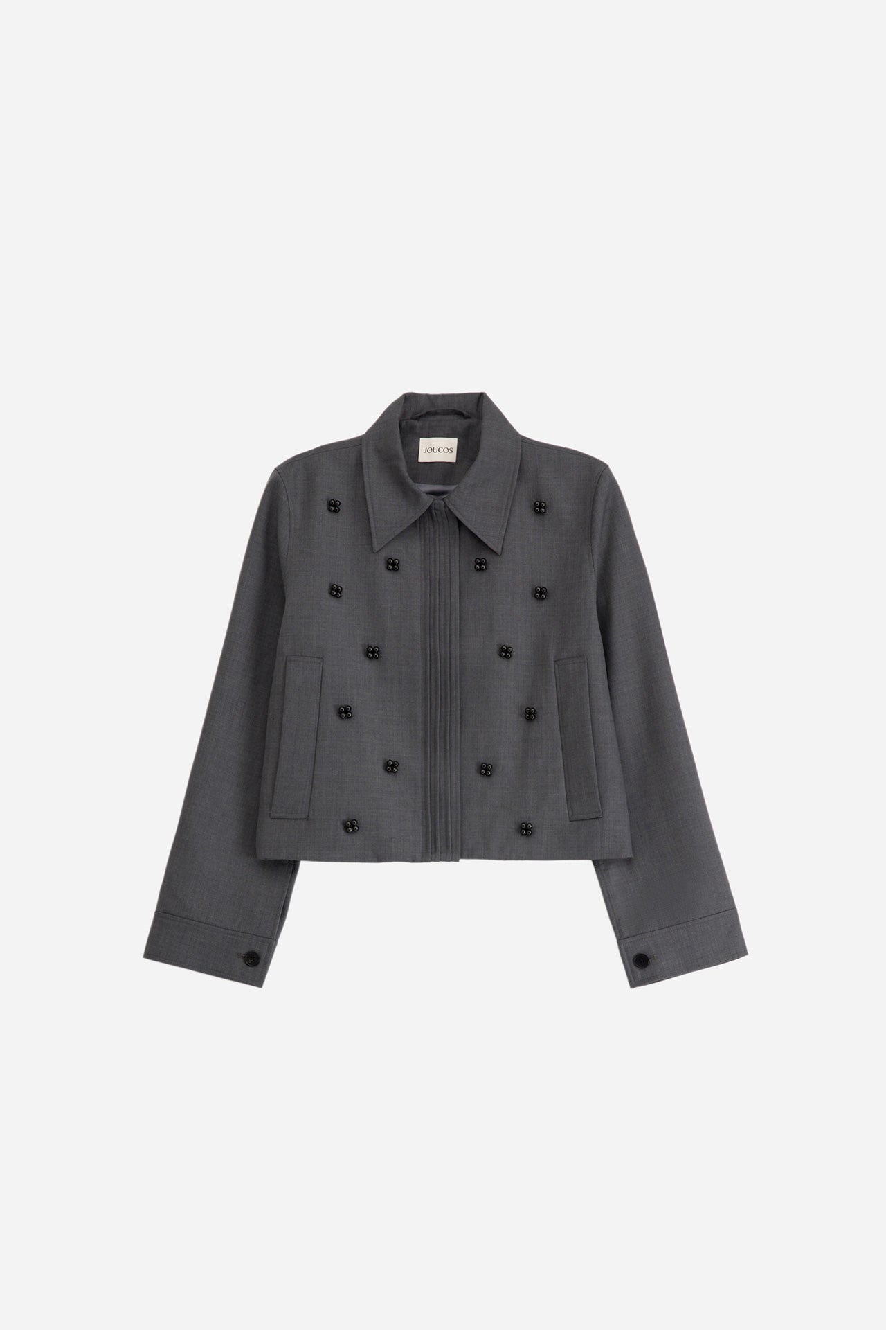CROPPED JACKET WITH BEADED EMBELLISHMENTS