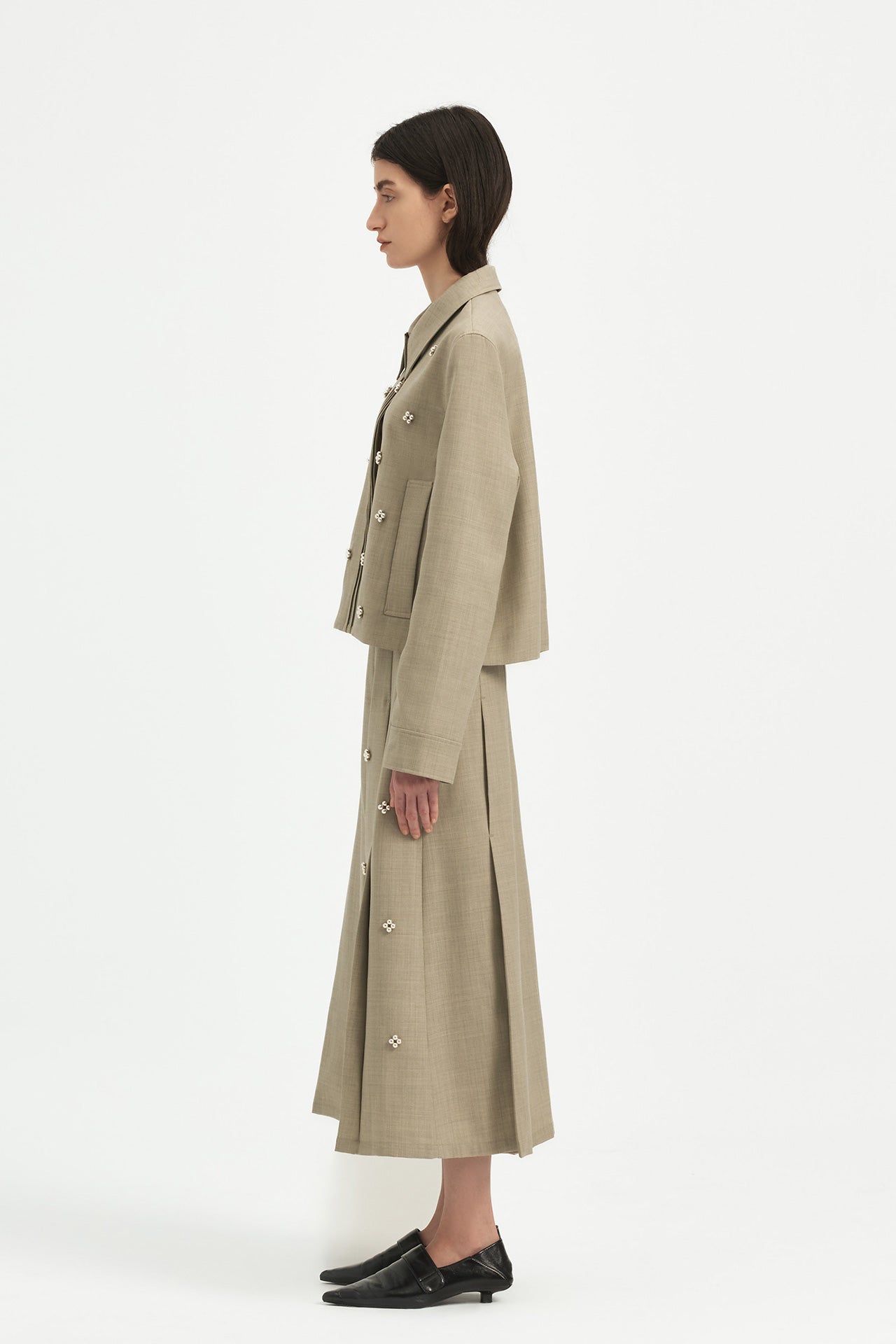 CROPPED JACKET WITH BEADED EMBELLISHMENTS