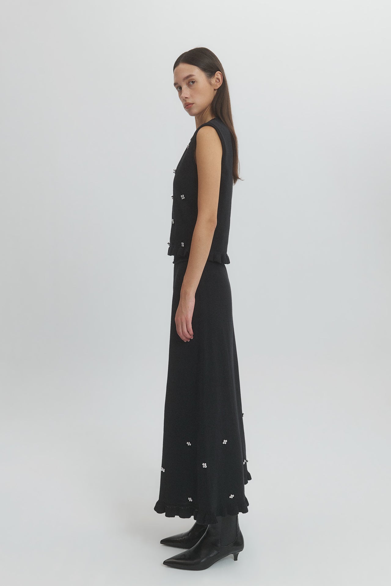 KNIT VEST WITH BEADED EMBELLISHMENTS