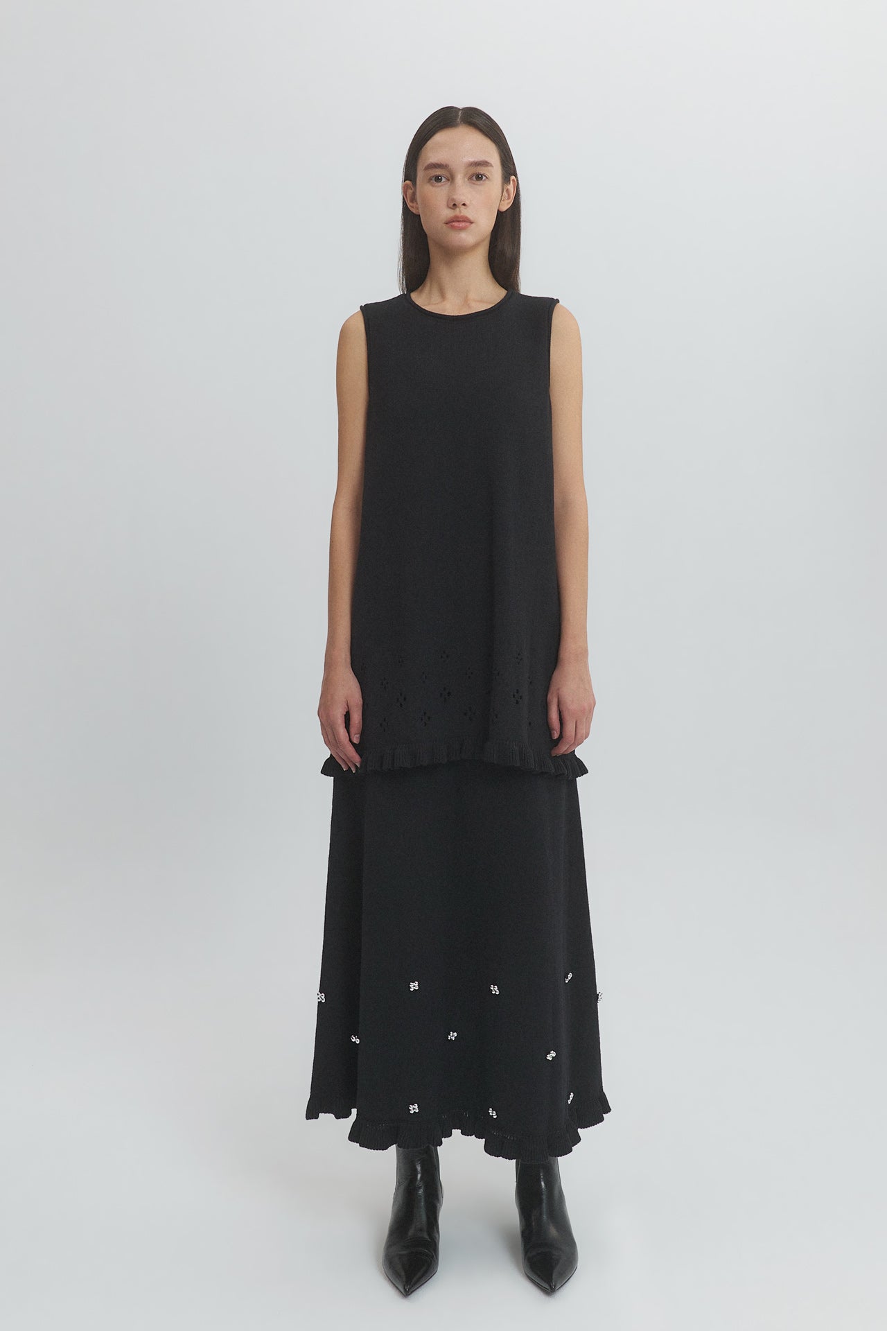 POINTELLE KNIT DRESS