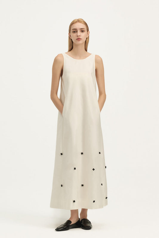 NYLON DRESS WITH BEADED EMBELLISHMENTS