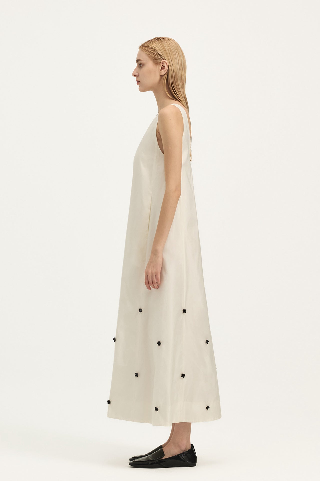 NYLON DRESS WITH BEADED EMBELLISHMENTS