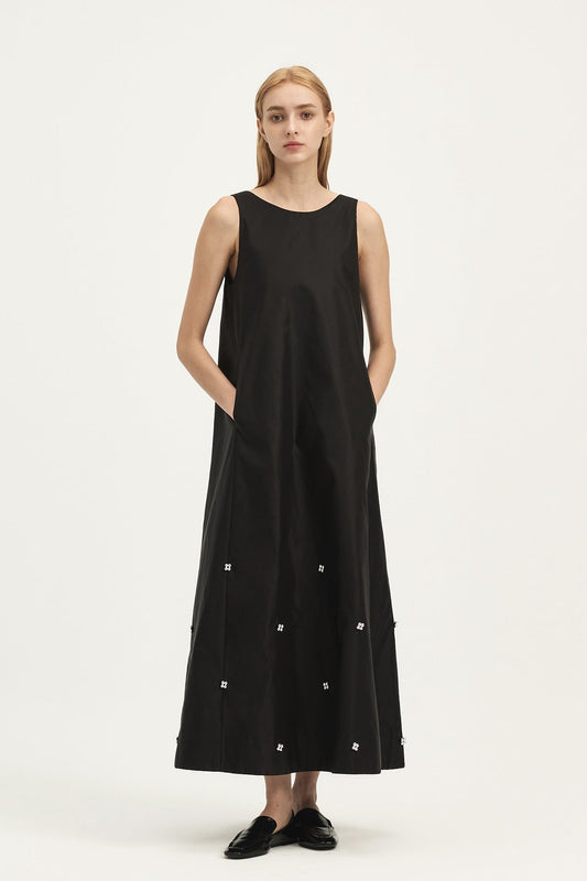 NYLON DRESS WITH BEADED EMBELLISHMENTS