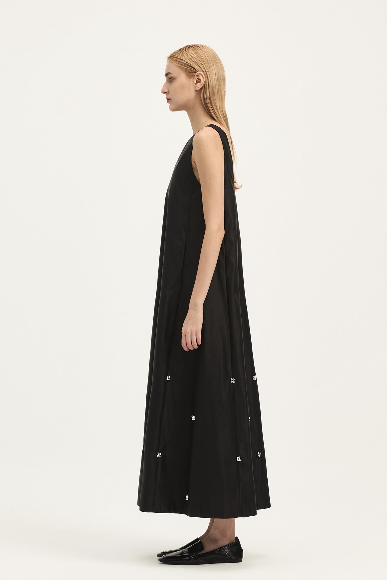 NYLON DRESS WITH BEADED EMBELLISHMENTS