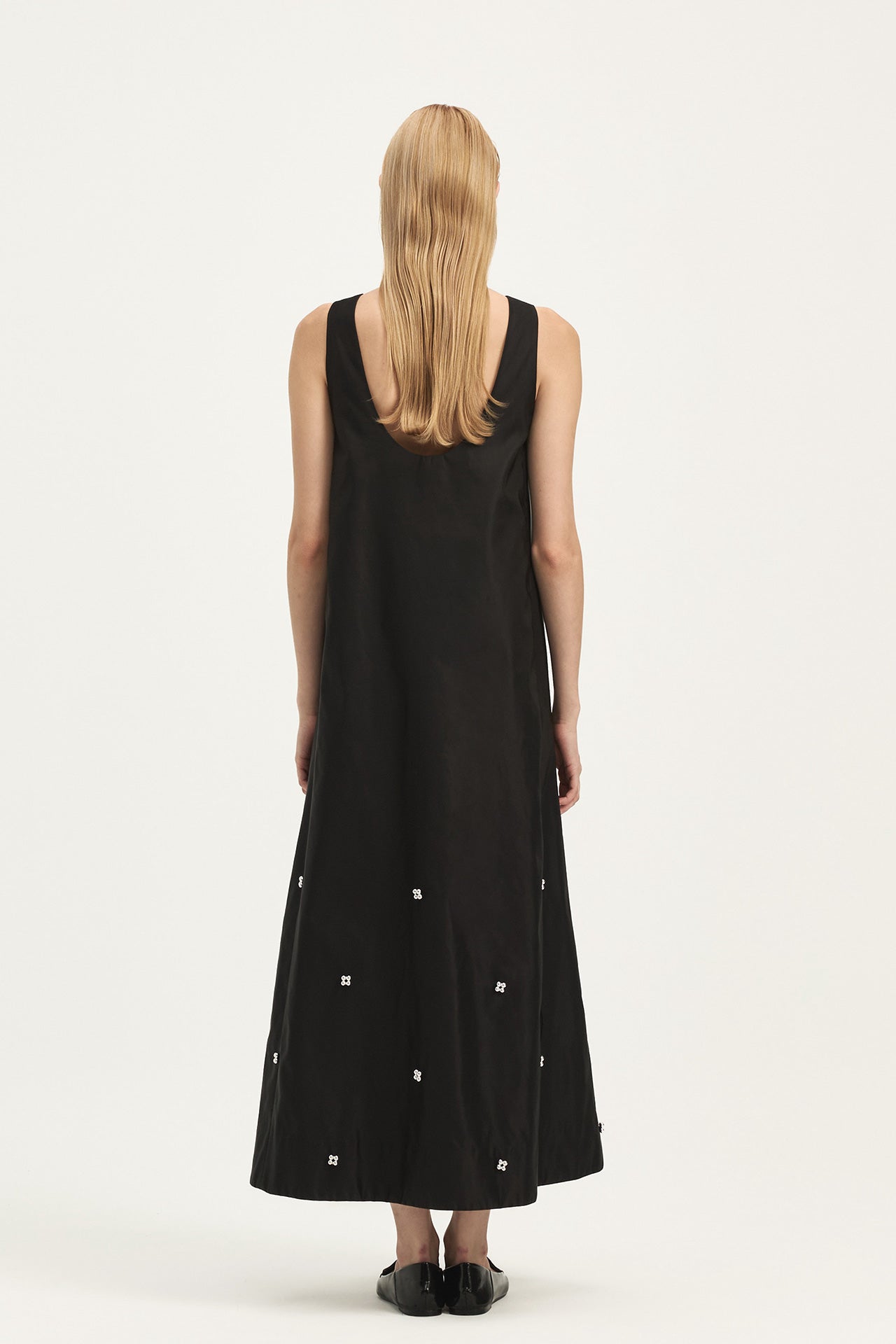 NYLON DRESS WITH BEADED EMBELLISHMENTS