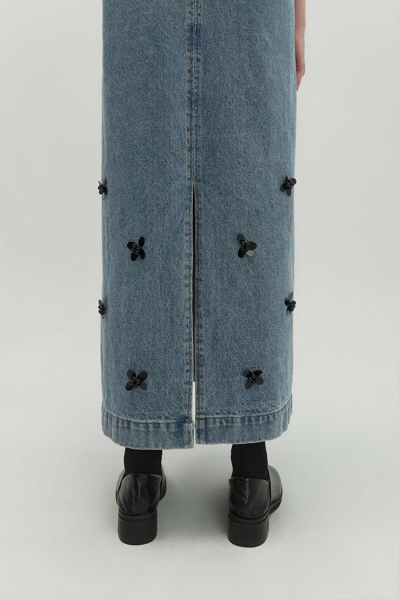 BEADED DENIM DRESS
