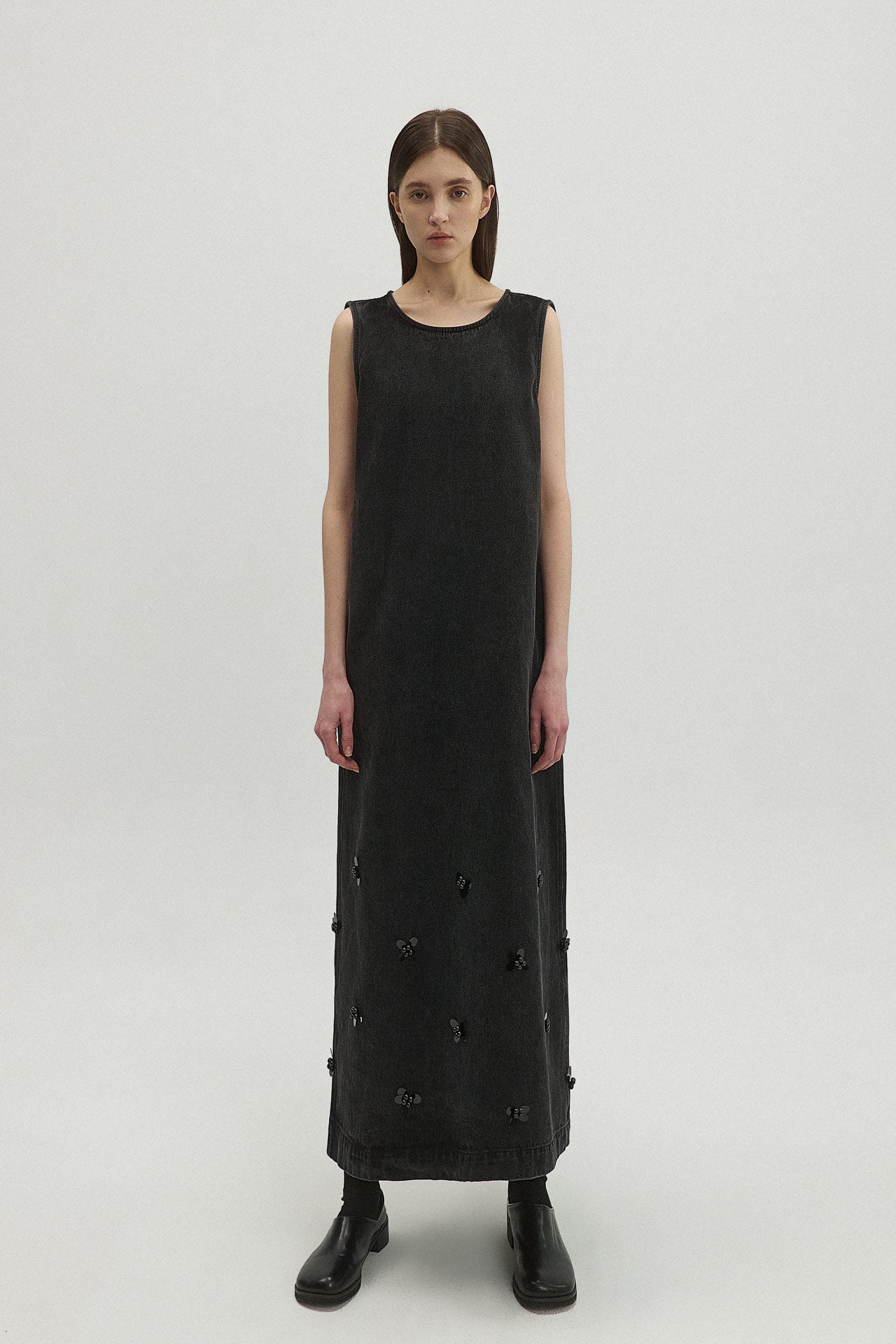 BEADED DENIM DRESS