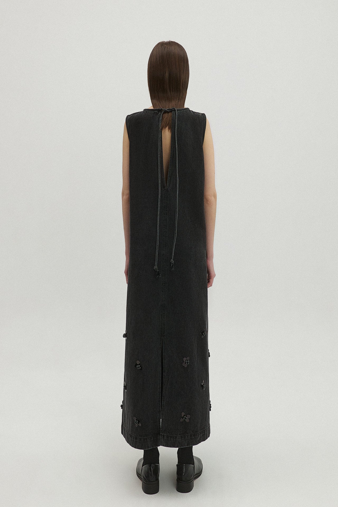 BEADED DENIM DRESS