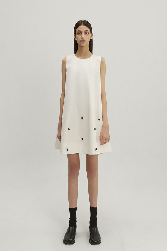 NYLON DRESS WITH BEADED EMBELLISHMENTS