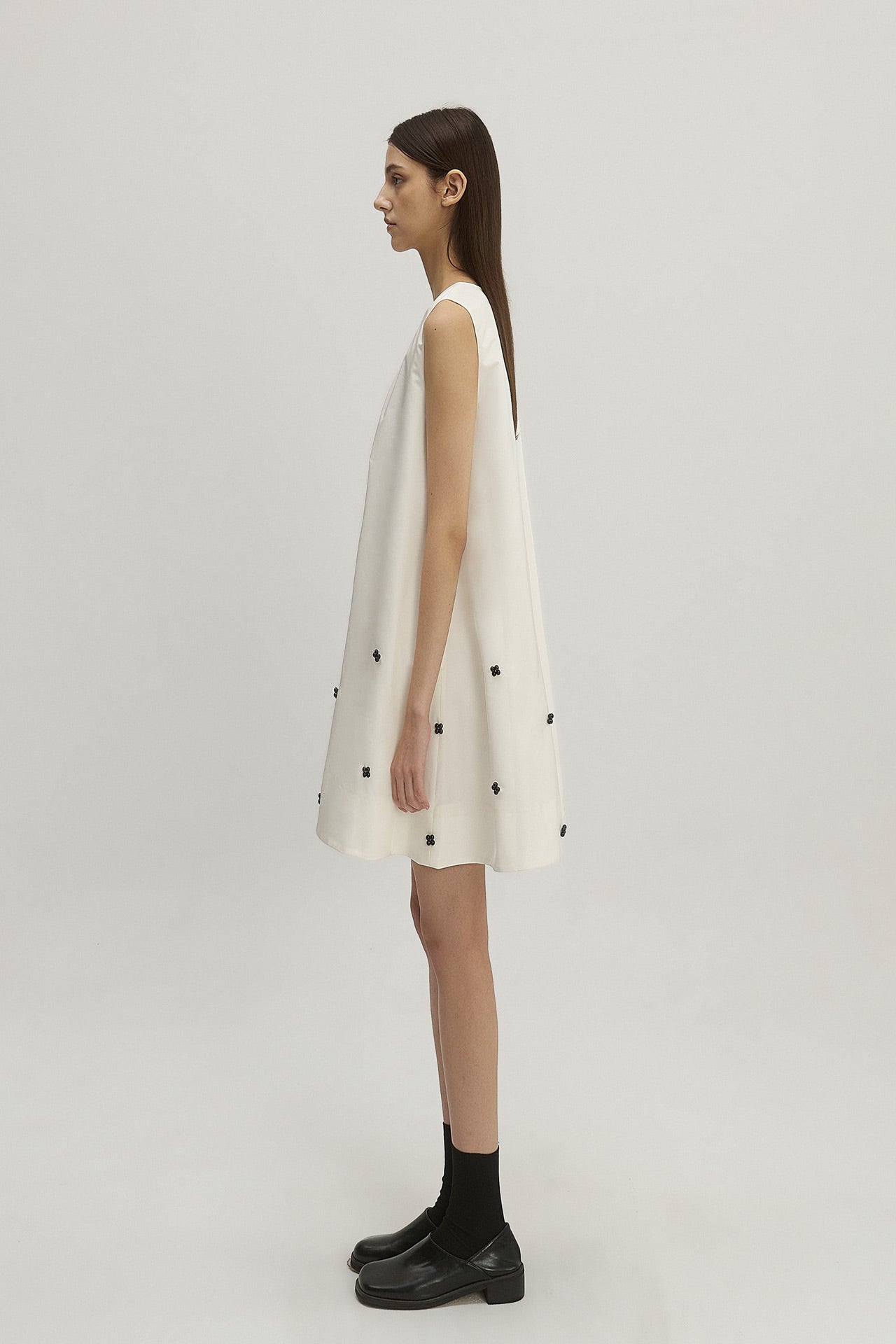 NYLON DRESS WITH BEADED EMBELLISHMENTS
