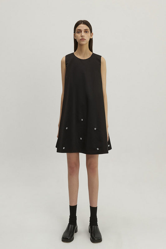 NYLON DRESS WITH BEADED EMBELLISHMENTS