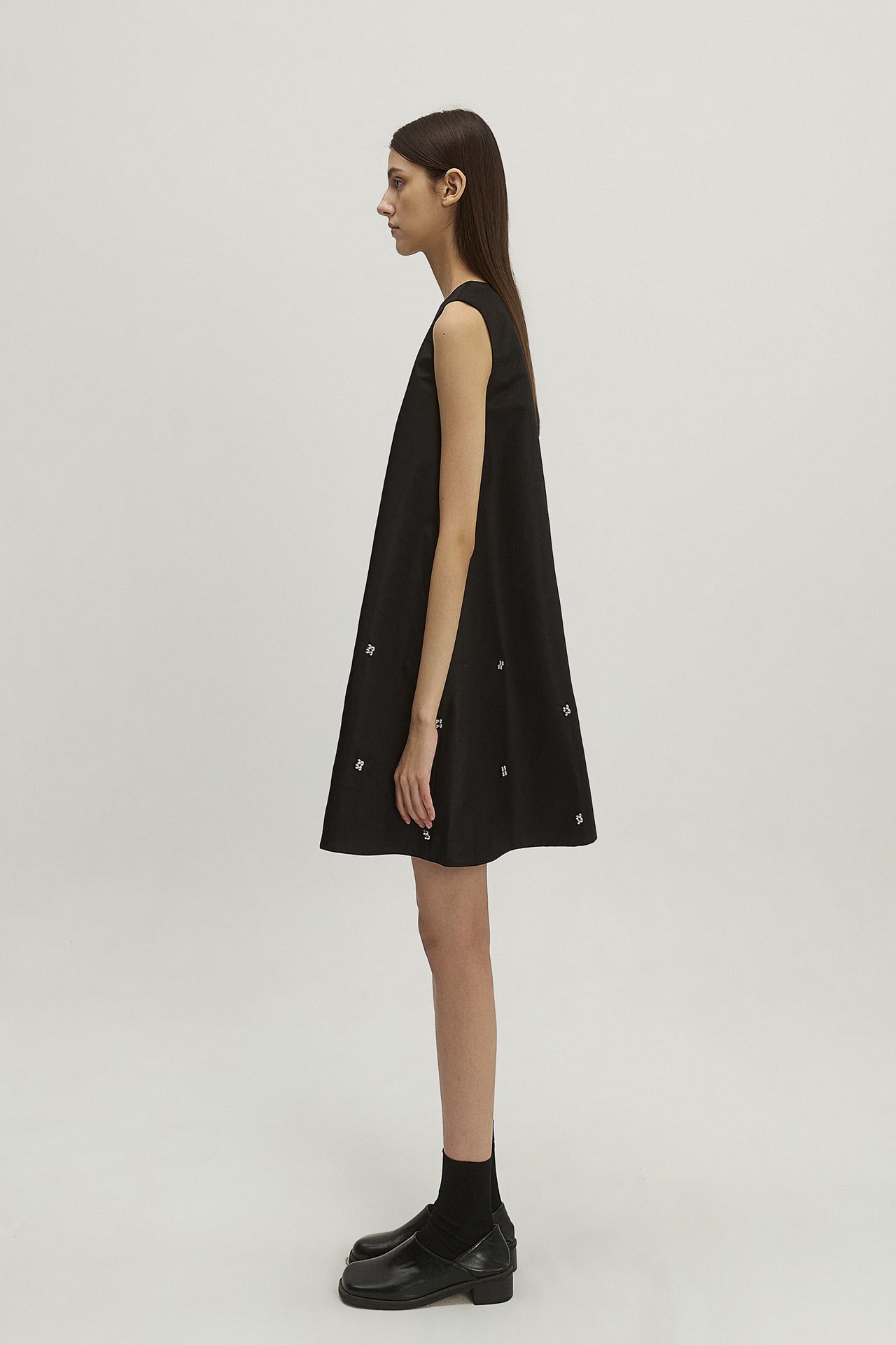 NYLON DRESS WITH BEADED EMBELLISHMENTS
