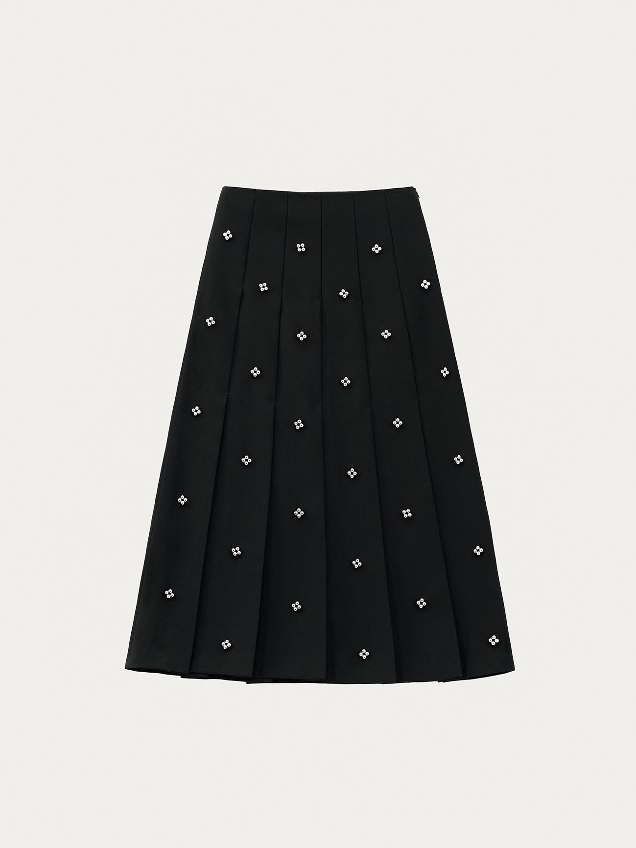 PLEATED SKIRT WITH BEADED EMBELLISHMENTS